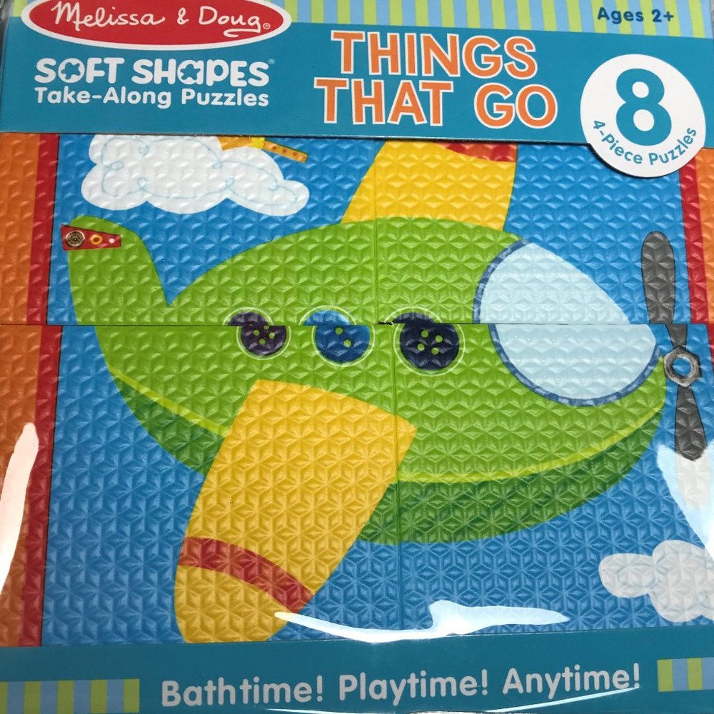 Melissa and Doug Soft Puzzles  Foam Pieces Stick to Tub Things that Go